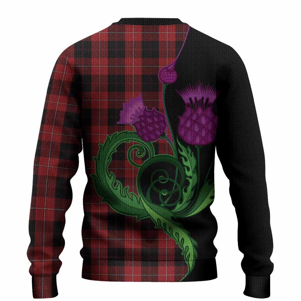 Cunningham Tartan Knitted Sweater Traditional Scottish Thistle