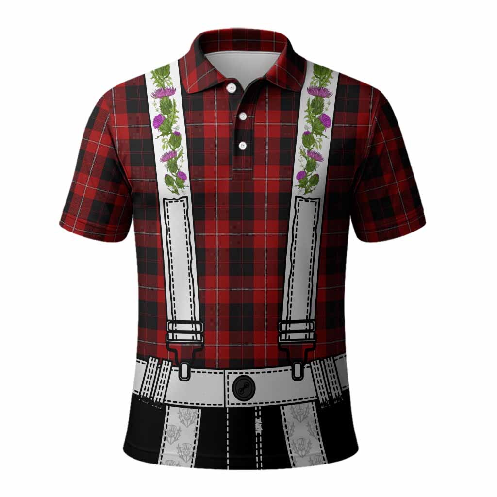 Cunningham Tartan Lederhosen Costume Polo Shirt Scotland Thistle Floral