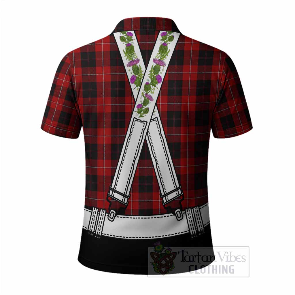 Cunningham Tartan Lederhosen Costume Polo Shirt Scotland Thistle Floral