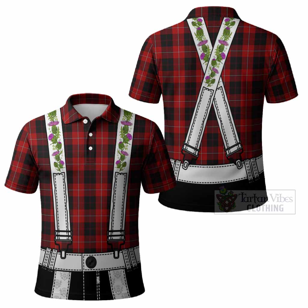 Cunningham Tartan Lederhosen Costume Polo Shirt Scotland Thistle Floral