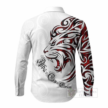 Cunningham Tartan Lion Roar Long Sleeve Button Shirts Alba Gu Brath with Celtic Motifs