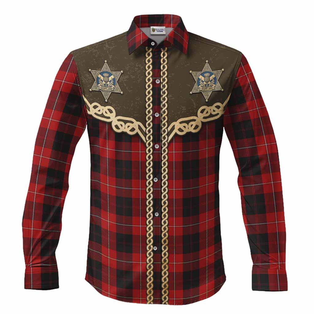 Cunningham Tartan Long Sleeve Button Shirts Bigfoot Riding The Kelpie Monster
