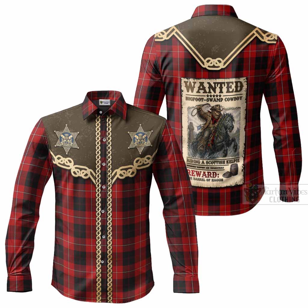 Cunningham Tartan Long Sleeve Button Shirts Bigfoot Riding The Kelpie Monster