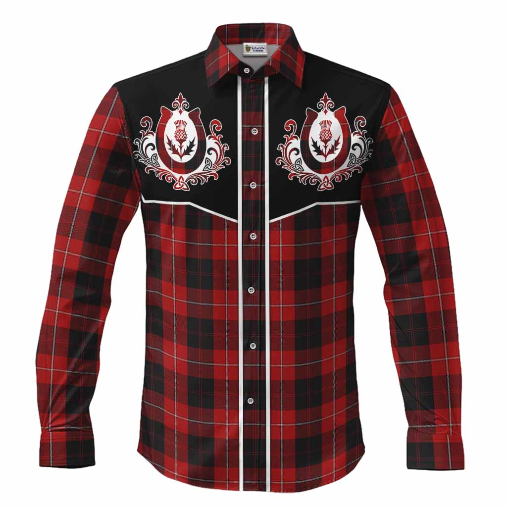 Cunningham Tartan Long Sleeve Button Shirts Horseshoe Ornament Men's Shirt S - Tartan Vibes Clothing