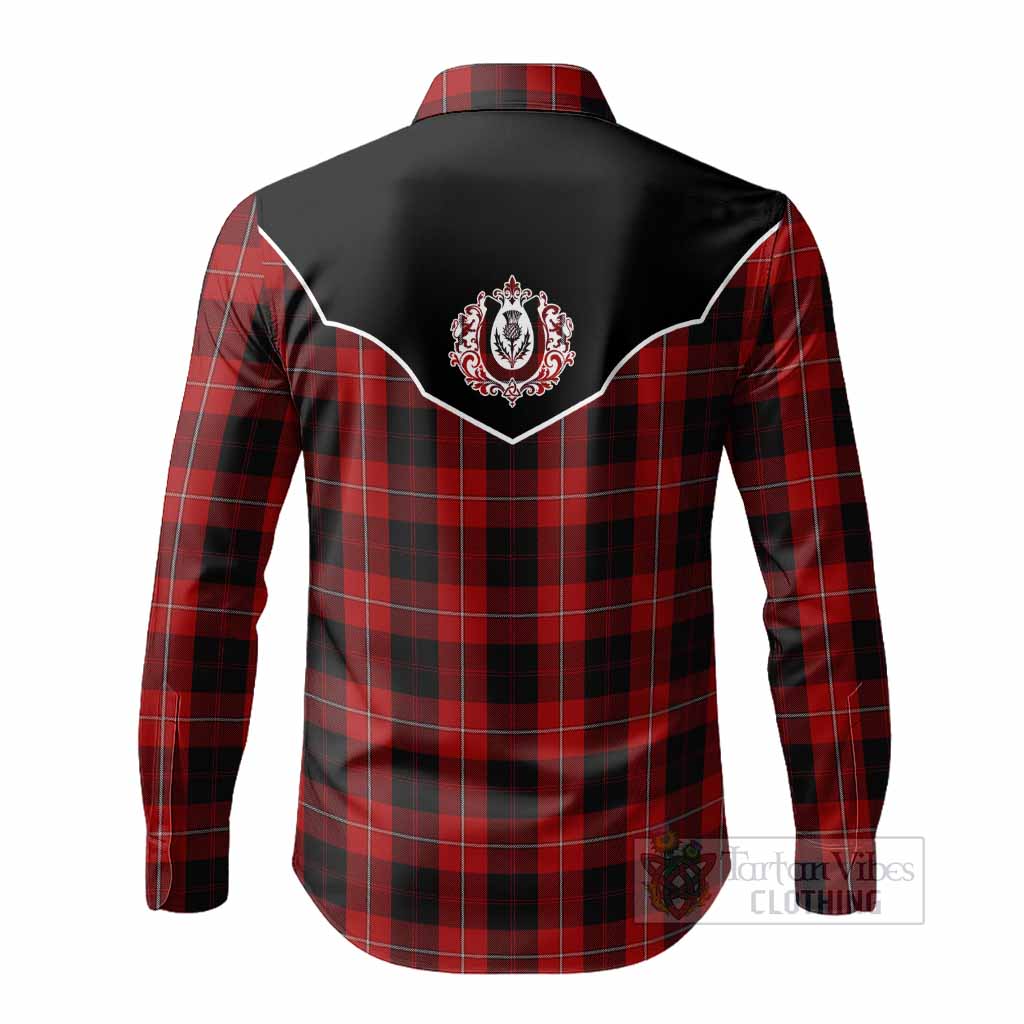 Cunningham Tartan Long Sleeve Button Shirts Horseshoe Ornament - Tartan Vibes Clothing