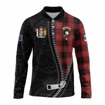 Cunningham Tartan Long Sleeve Polo Shirt New Zealand Pattern Unique Zipper Stylized