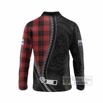 Cunningham Tartan Long Sleeve Polo Shirt New Zealand Pattern Unique Zipper Stylized