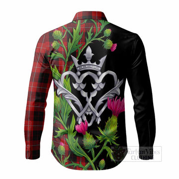 Cunningham Tartan Luckenbooth Long Sleeve Button Shirts Silver Heart Crown Thistle Floral - Tartan Vibes Clothing