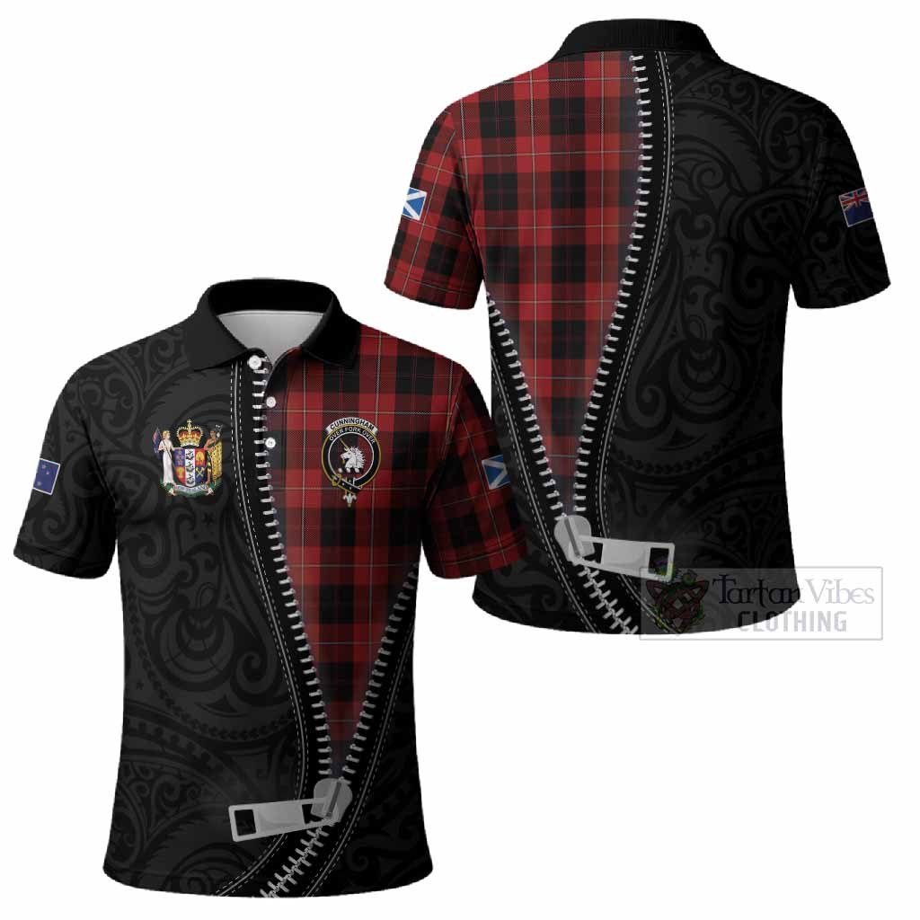 Cunningham Tartan Polo Shirt New Zealand Pattern Unique Zipper Stylized
