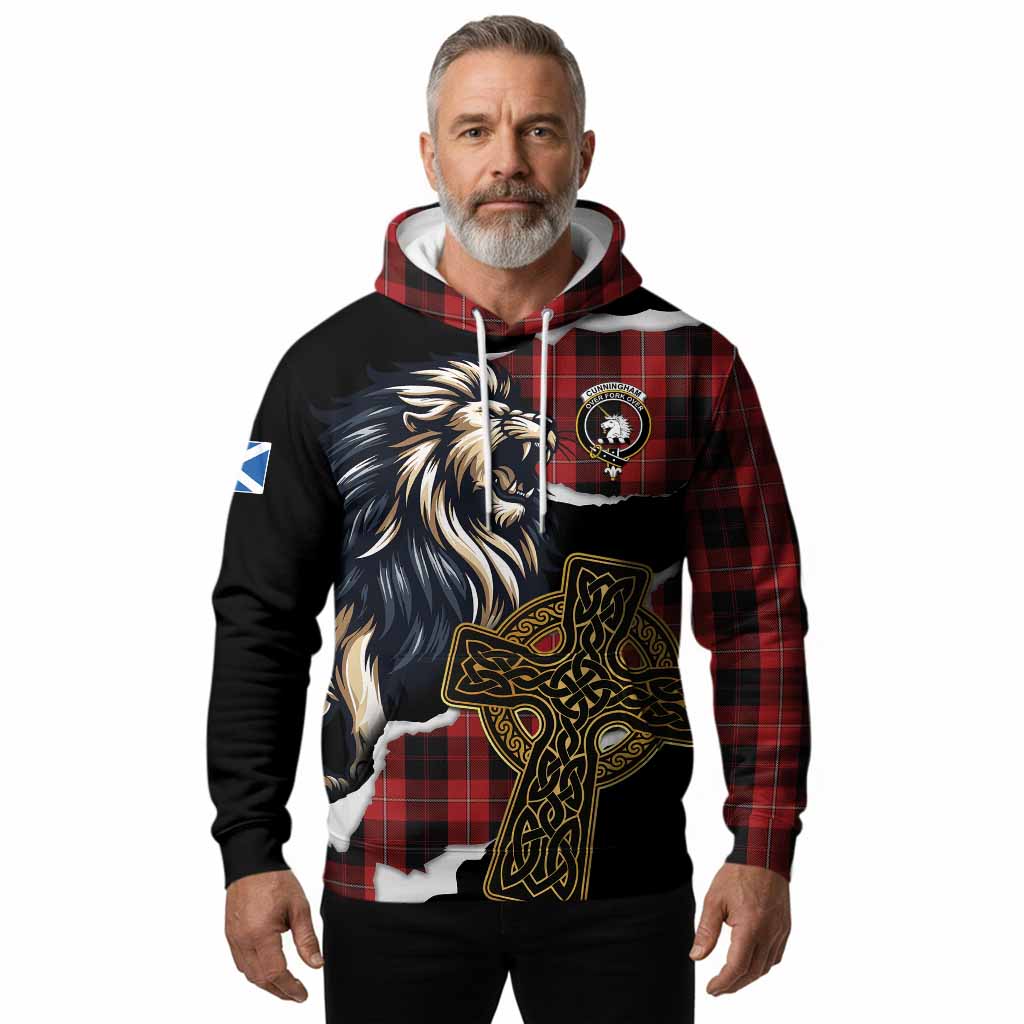 Cunningham Tartan Scottish Hoodie Lion Celtic Heritage