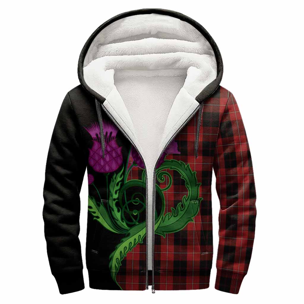 Cunningham Tartan Sherpa Hoodie Traditional Scottish Thistle