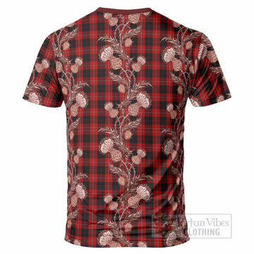 Cunningham Tartan T-Shirt Seamless Scottish Thistle Flowers