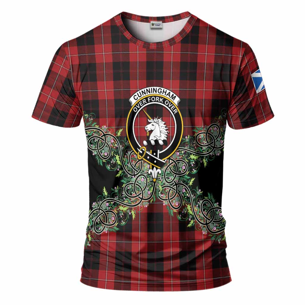 Cunningham Tartan T-Shirt Thistle Scottish Spirit