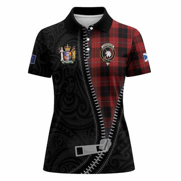 Cunningham Tartan Women Polo Shirt New Zealand Pattern Unique Zipper Stylized