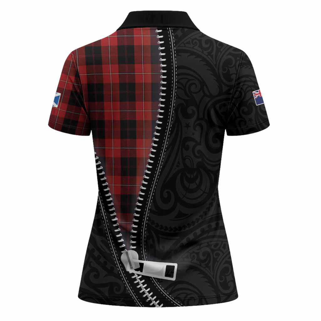 Cunningham Tartan Women Polo Shirt New Zealand Pattern Unique Zipper Stylized