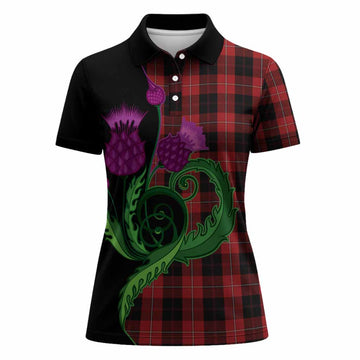Cunningham Tartan Women Polo Shirt Traditional Scottish Thistle