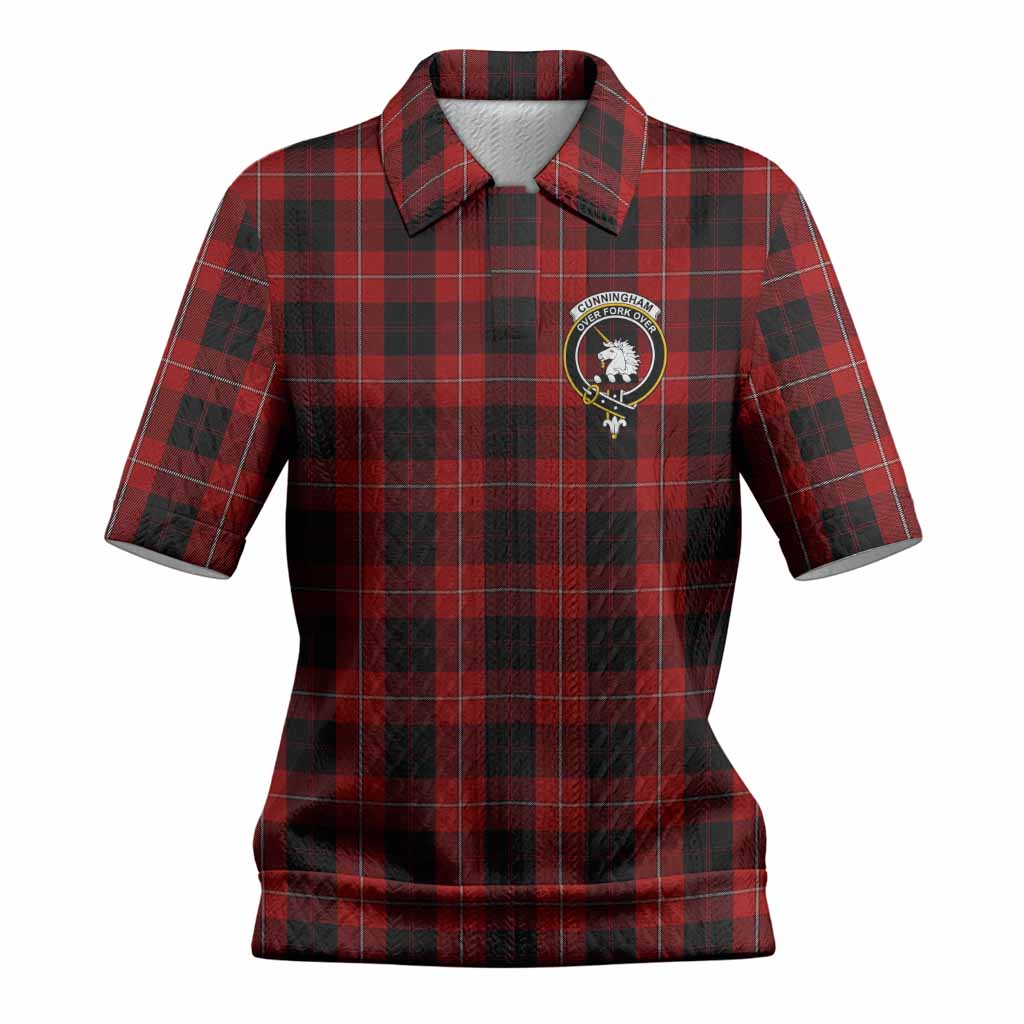 Cunningham Tartan Women’s Polo Sweater Top with Family Crest