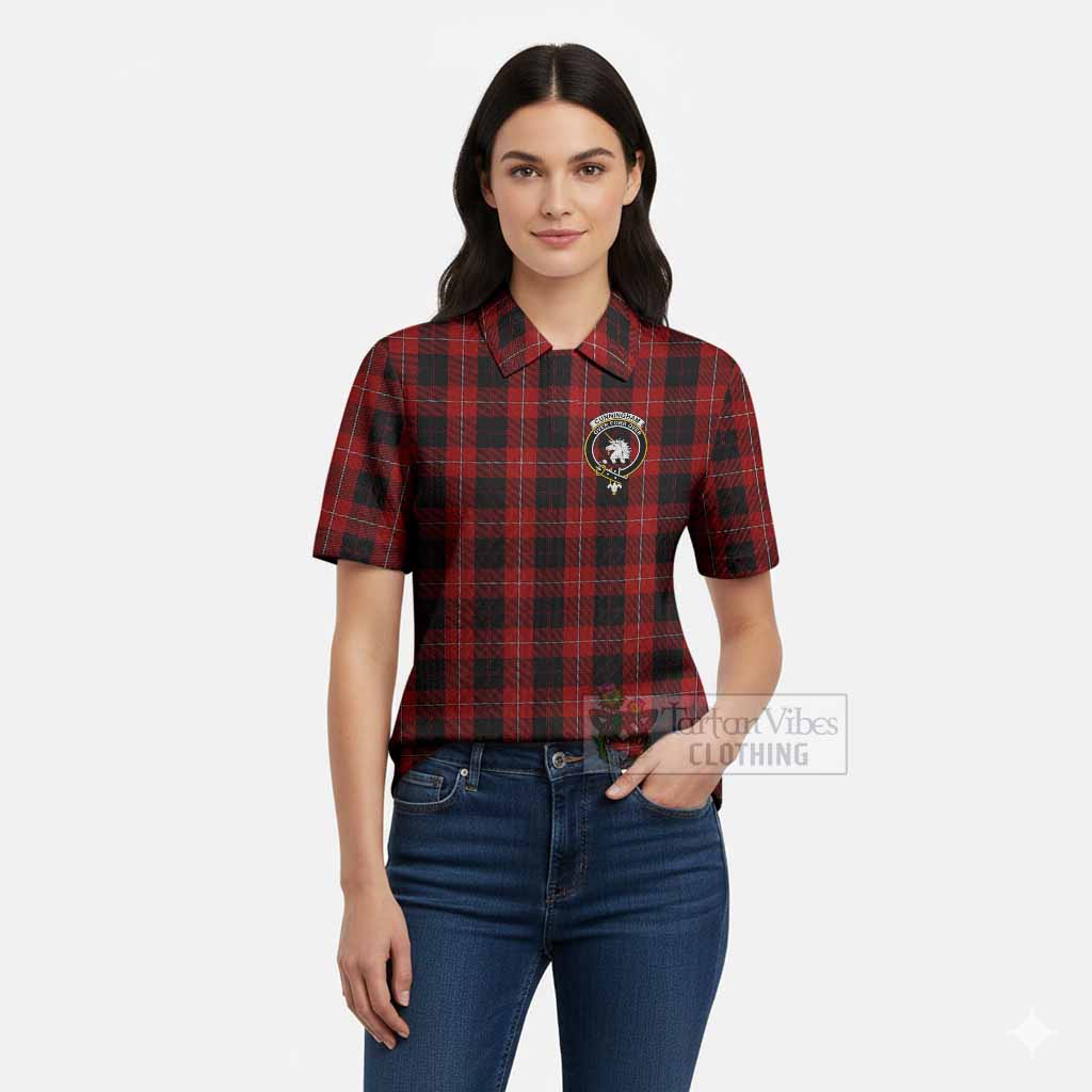 Cunningham Tartan Women’s Polo Sweater Top with Family Crest