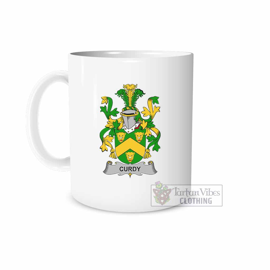 Curdy Irish Clan Coat of Arms Ceramic Mug White - 2D-tartanvibesclothing