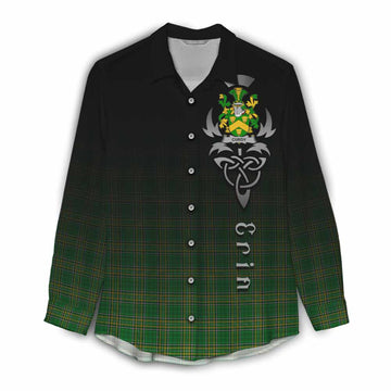 Curdy Irish Clan Women's Casual Shirt with Coat of Arms Erin Go Bragh Celtic Inspired