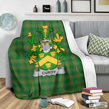 Curdy Irish Clan Tartan Blanket with Coat of Arms