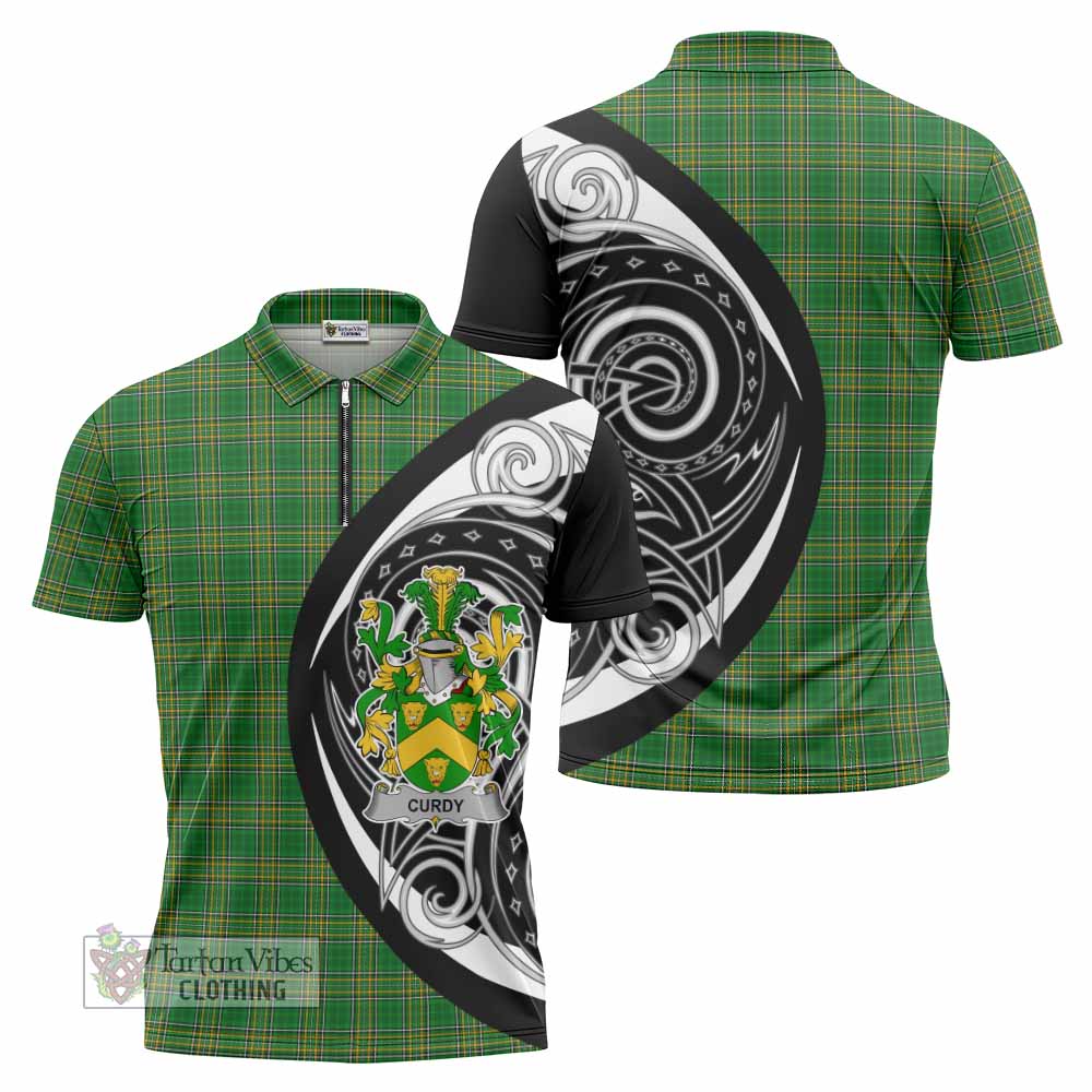 Tartan Vibes Clothing Curdy Irish Clan Zipper Polo Shirt Celtic Circle Style