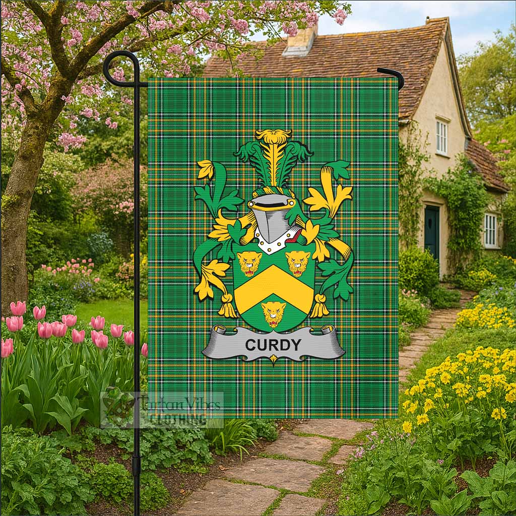 Curdy Irish Clan Tartan Flag with Coat of Arms