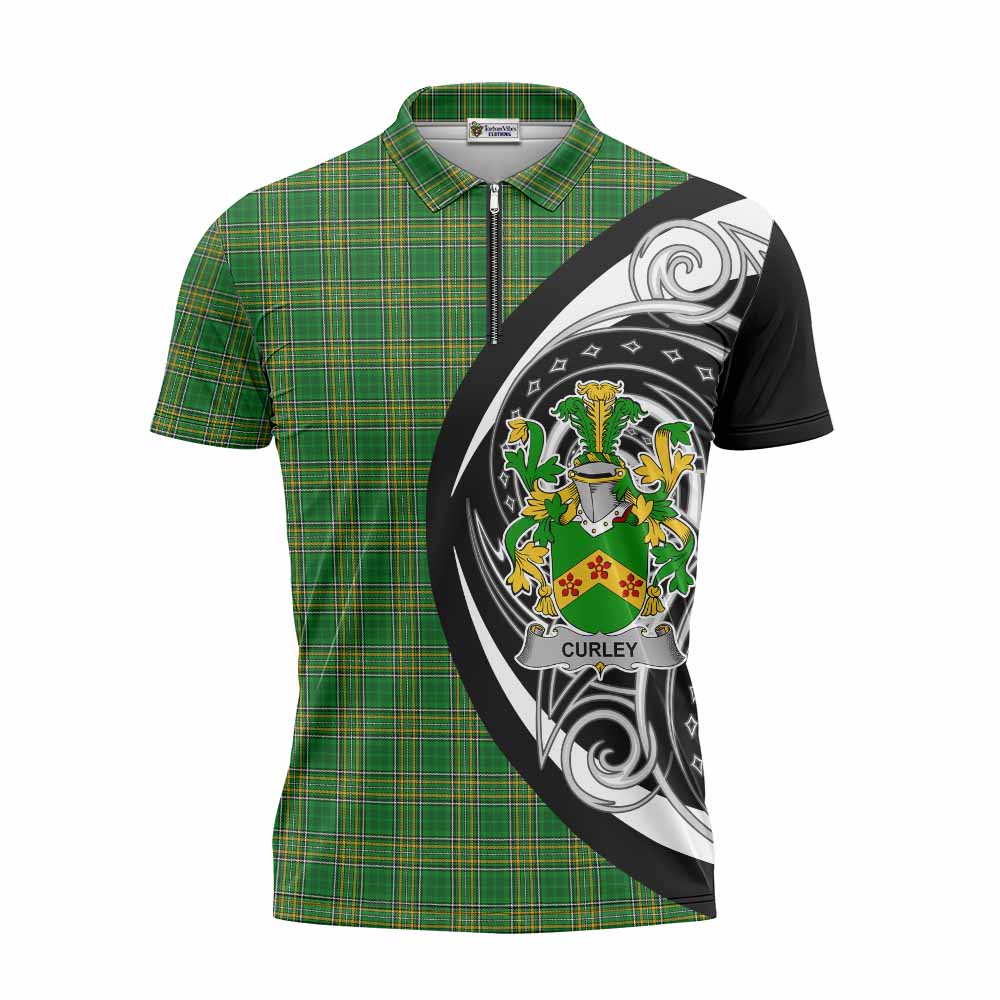 Tartan Vibes Clothing Curley Irish Clan Zipper Polo Shirt Celtic Circle Style