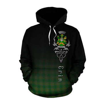 Tartan Vibes Clothing Curley Irish Clan Cotton Hoodie with Coat of Arms Erin Go Bragh Celtic Inspired