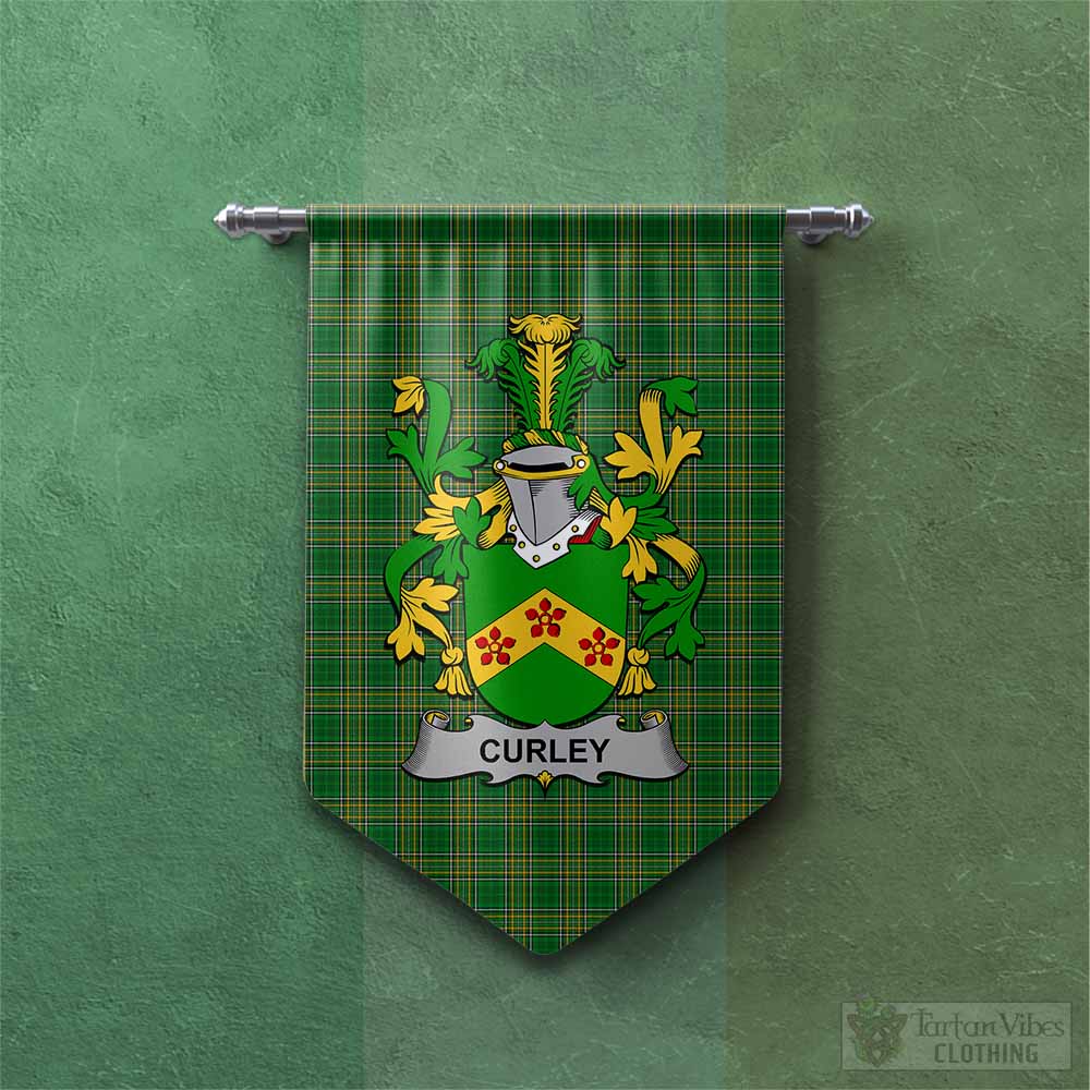 Curley Irish Clan Tartan Gonfalon, Tartan Banner with Coat of Arms Chevron - Tartan Vibes Clothing