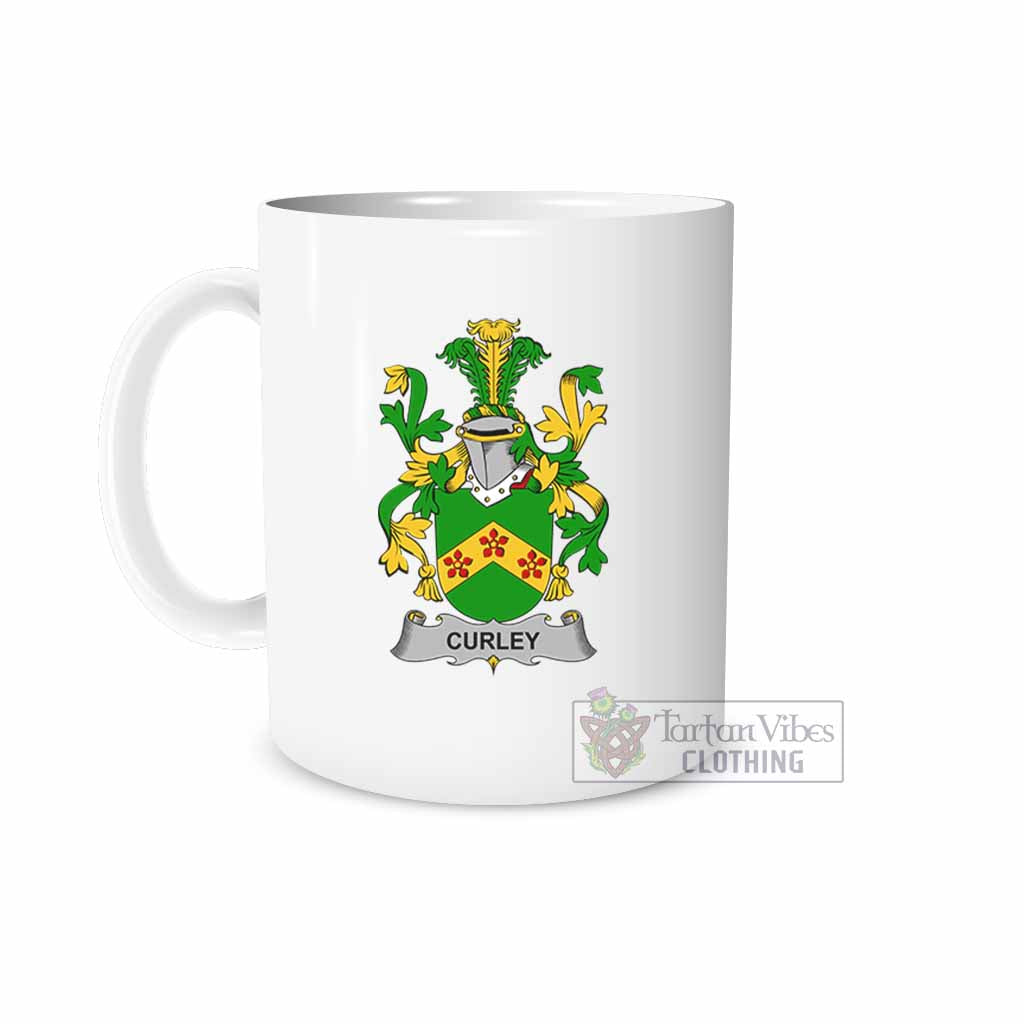 Curley Irish Clan Coat of Arms Ceramic Mug White - 2D-tartanvibesclothing