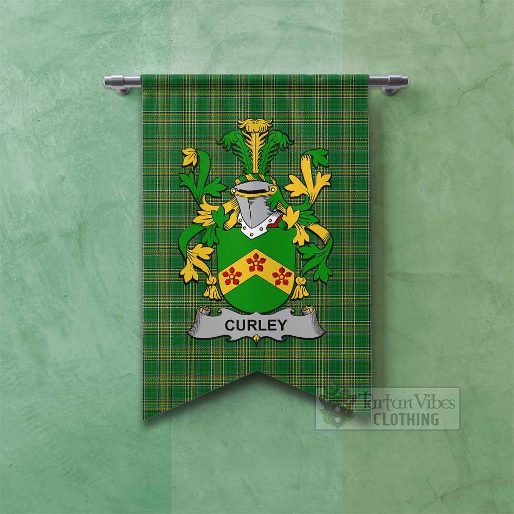 Curley Irish Clan Tartan Gonfalon, Tartan Banner with Coat of Arms Fishtail - Tartan Vibes Clothing