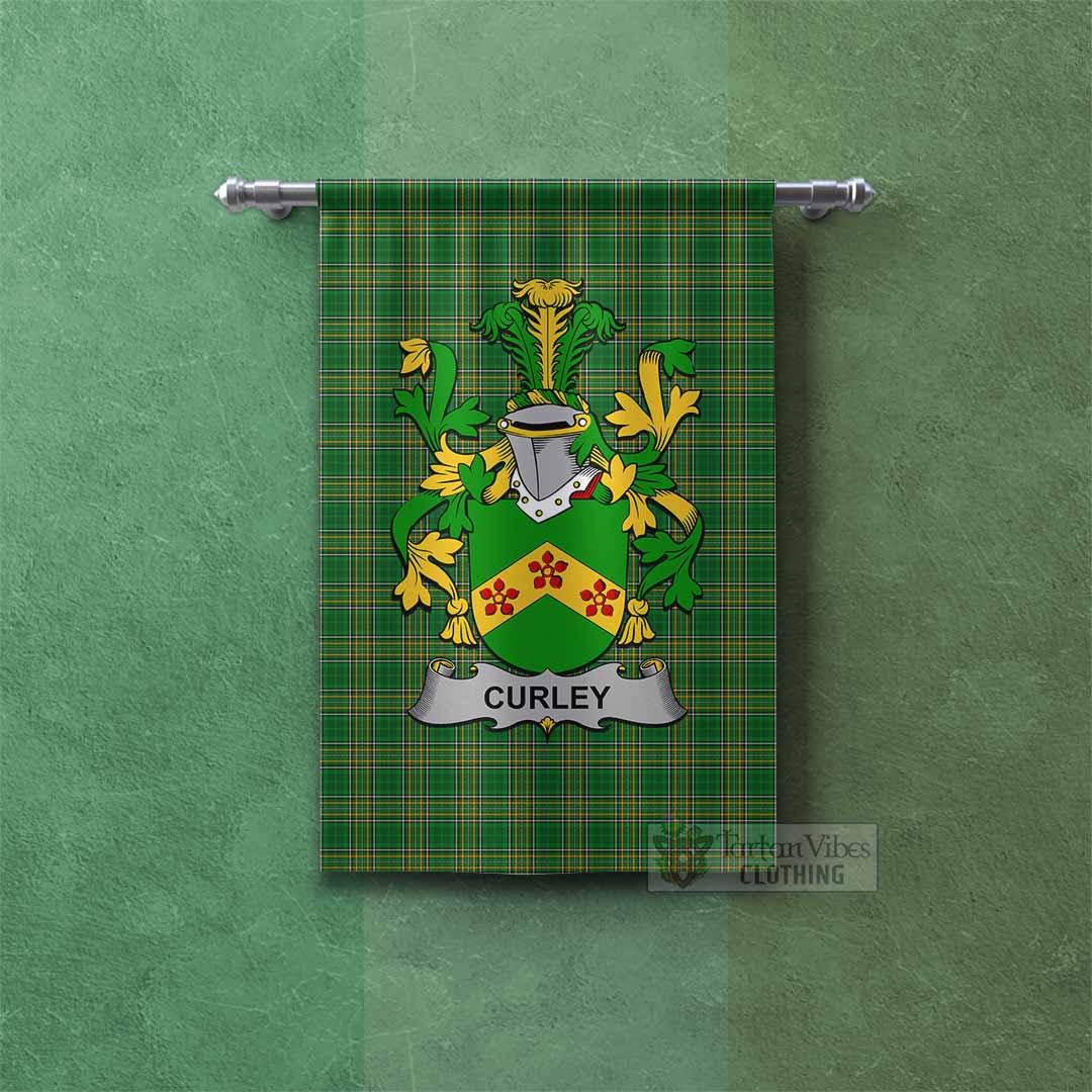 Curley Irish Clan Tartan Gonfalon, Tartan Banner with Coat of Arms Rectangle - Tartan Vibes Clothing