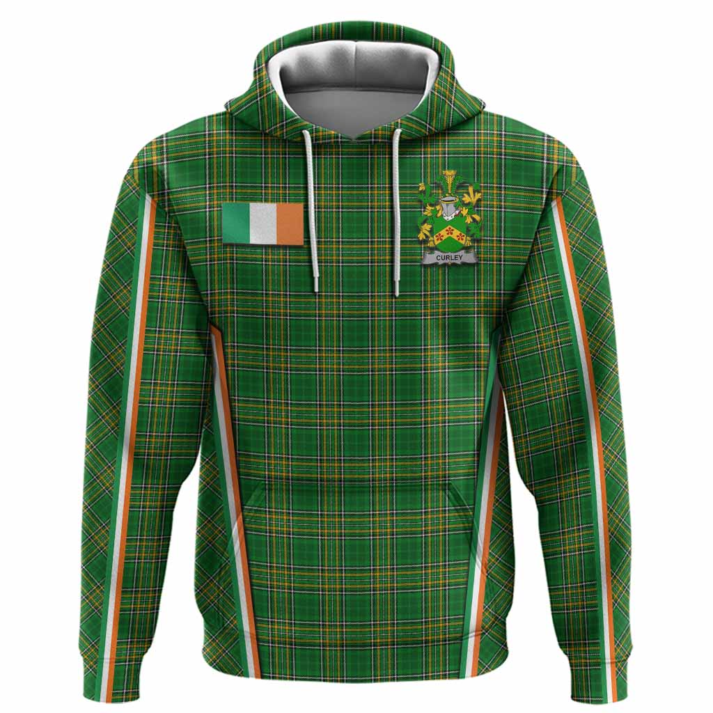 Curley Irish Clan Coat of Arm Tartan Hoodie Flag Style