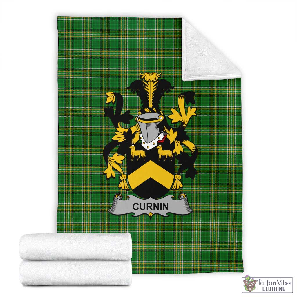 Curnin Irish Clan Tartan Blanket with Coat of Arms X-Large 59 x 79 inches 150 x 200 cm - Tartan Vibes Clothing
