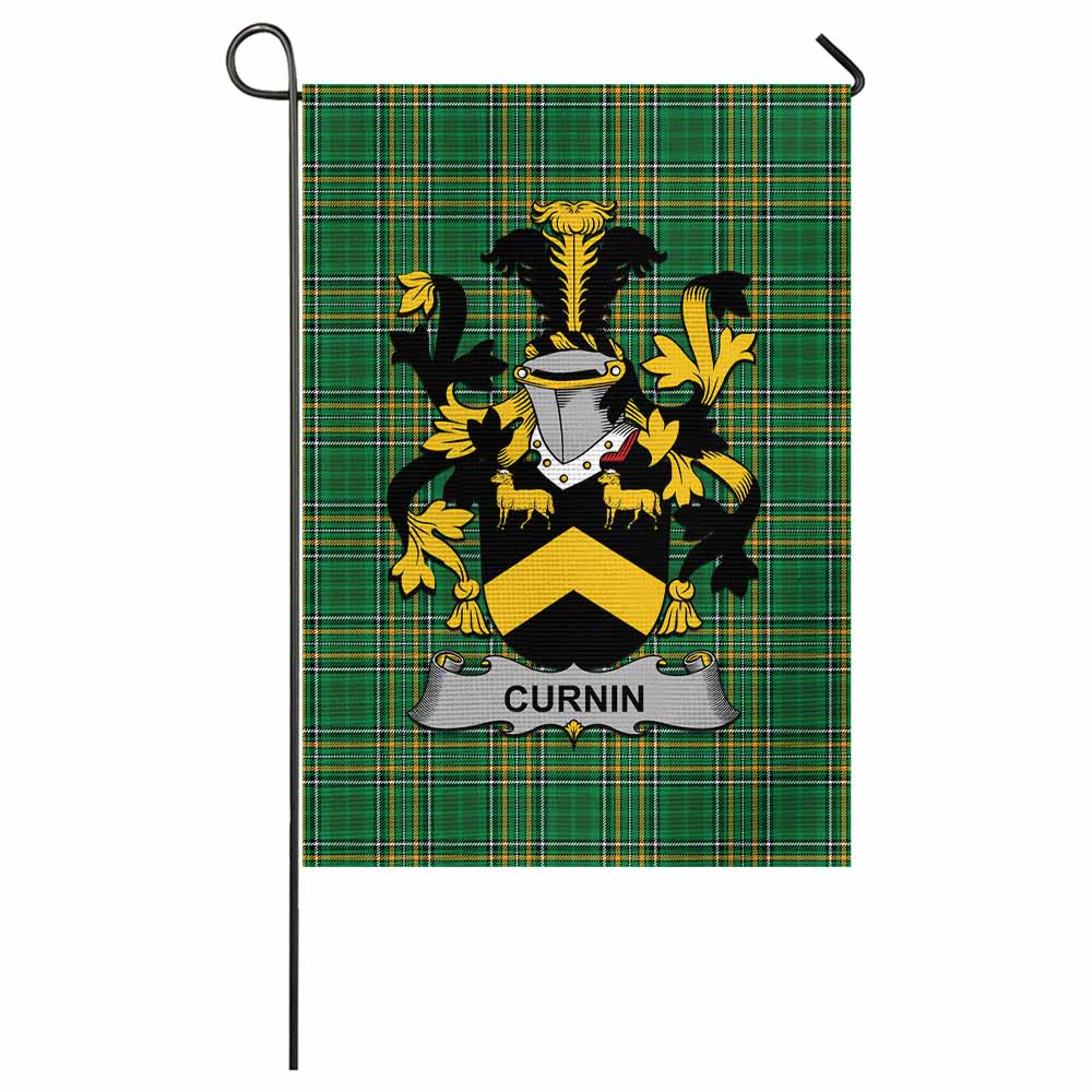 Curnin Irish Clan Tartan Flag with Coat of Arms