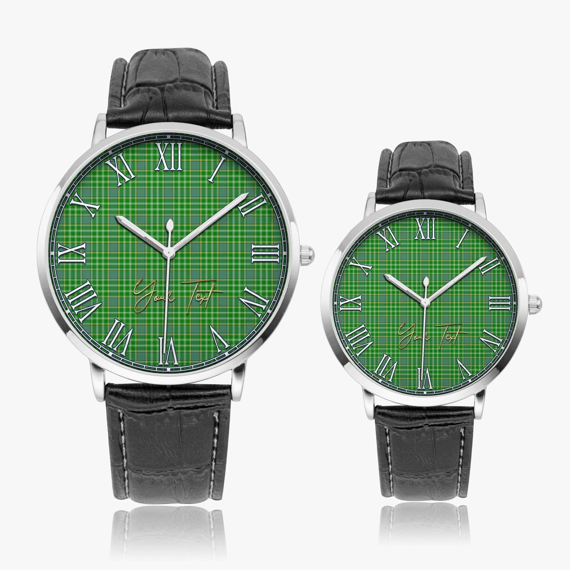 Currie Tartan Personalized Your Text Leather Trap Quartz Watch - Tartan Vibes Clothing
