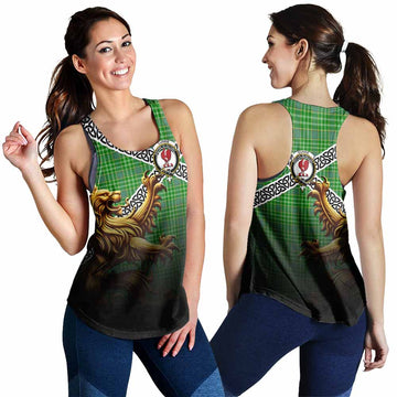 Currie Crest Tartan Women's Racerback Tanks with Golden Lion Emblem Celtic Style 4XL - Tartan Vibes Clothing