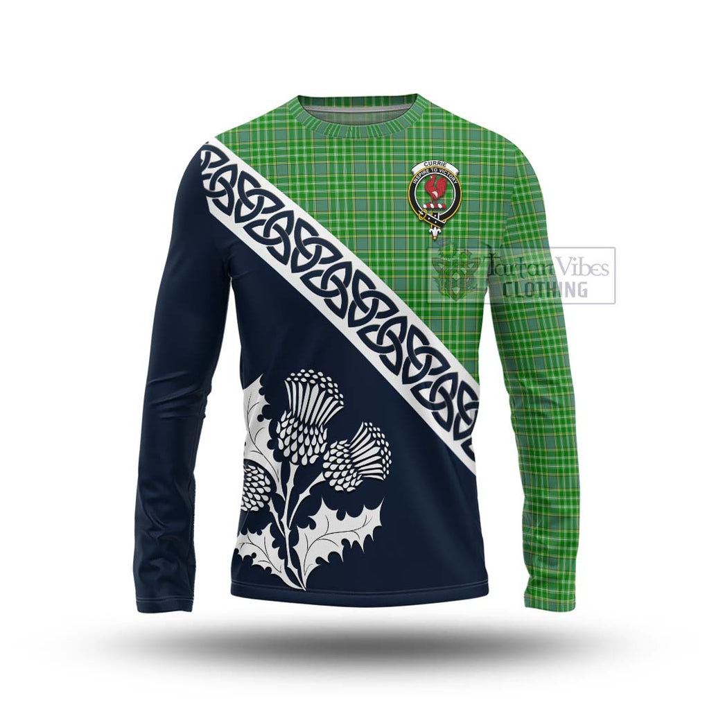 Currie Tartan Long Sleeve T-Shirt Featuring Thistle and Scotland Map Unisex - Tartan Vibes Clothing