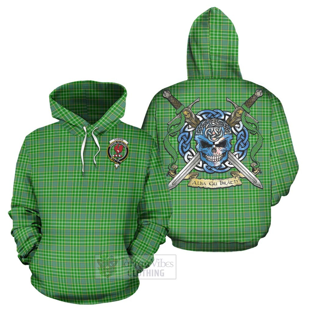 Currie Tartan Hoodie with Family Crest Celtic Skull Style Zip Hoodie - Tartan Vibes Clothing