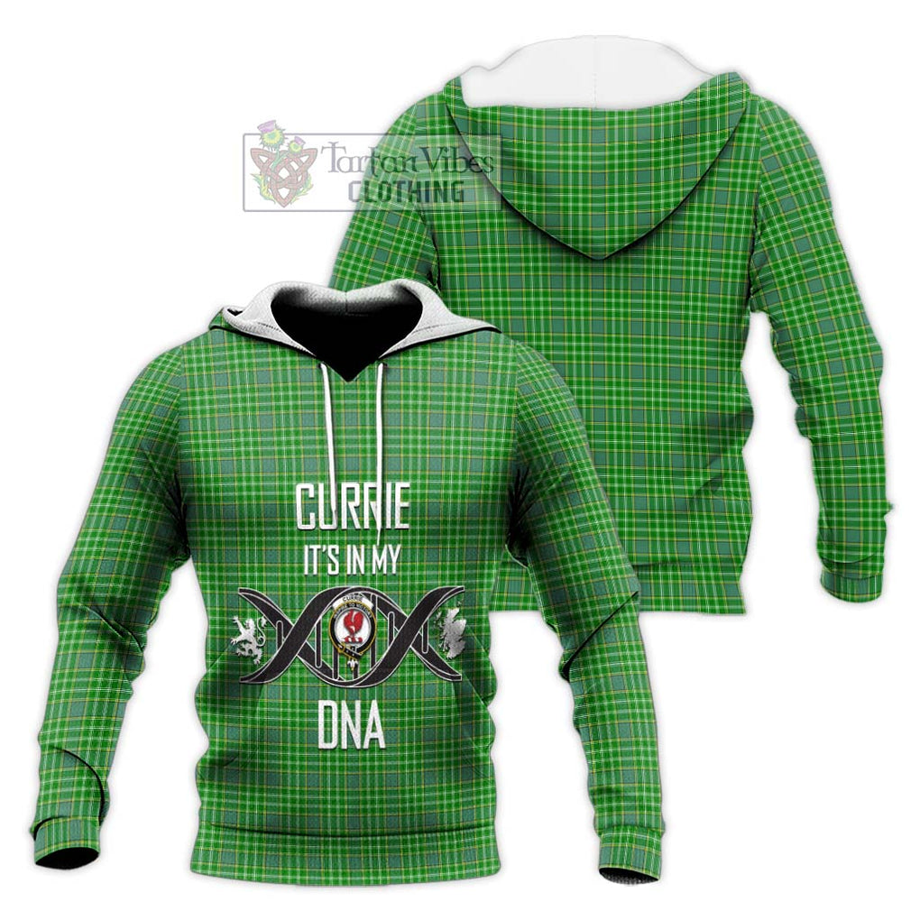 Currie Tartan Knitted Hoodie with Family Crest DNA In Me Style Unisex Knitted Pullover Hoodie - Tartan Vibes Clothing