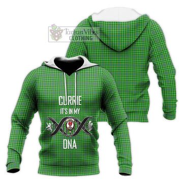 Currie Tartan Knitted Hoodie with Family Crest DNA In Me Style Unisex Knitted Pullover Hoodie - Tartan Vibes Clothing