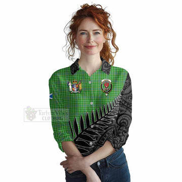 Currie Crest Tartan Women's Casual Shirt with New Zealand Silver Fern Half Style Female - Tartan Vibes Clothing