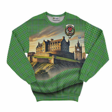 Currie Tartan Family Crest Sweatshirt with Scottish Ancient Castle Style Unisex - Tartan Vibes Clothing