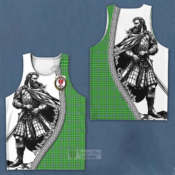Currie Tartan Clan Crest Men's Tank Top with Highlander Warrior Celtic Style Men - Tartan Vibes Clothing