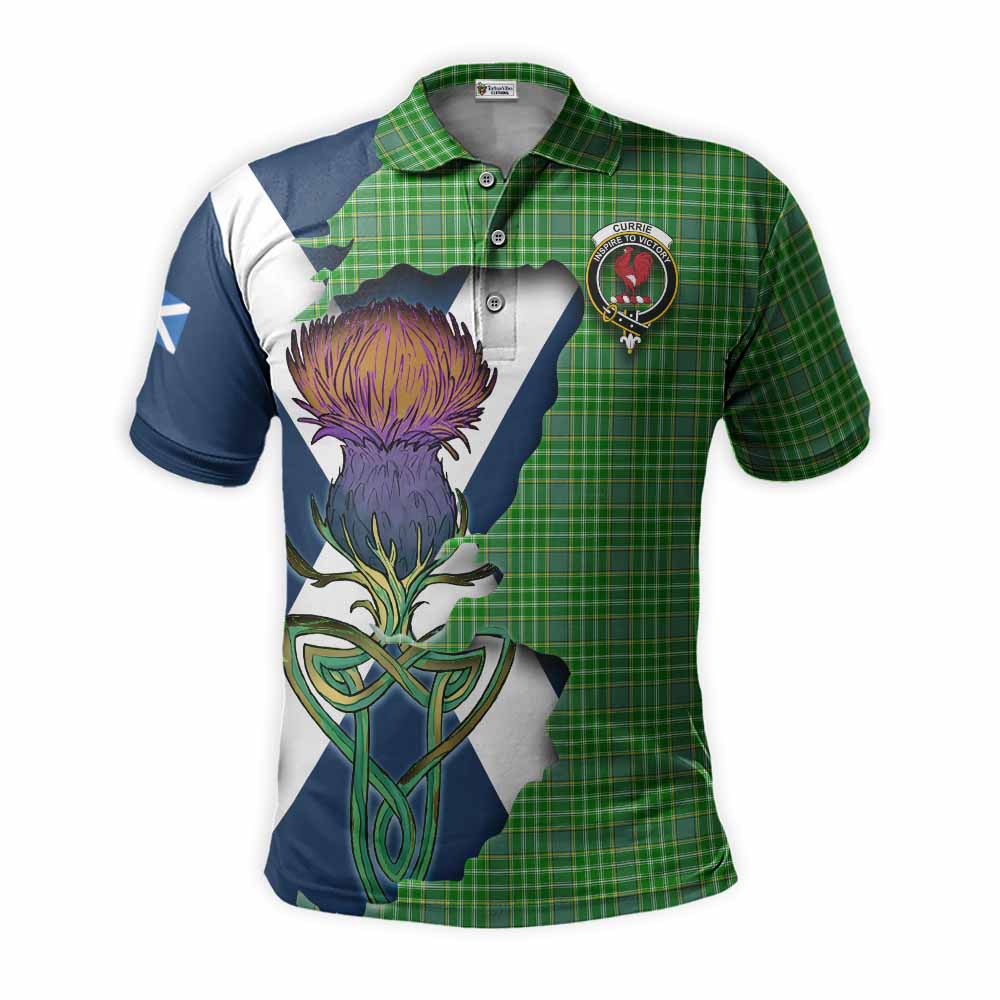 Currie Tartan Family Crest Polo Shirt Scottish Thistle Celtic Inspired Kid - Tartan Vibes Clothing