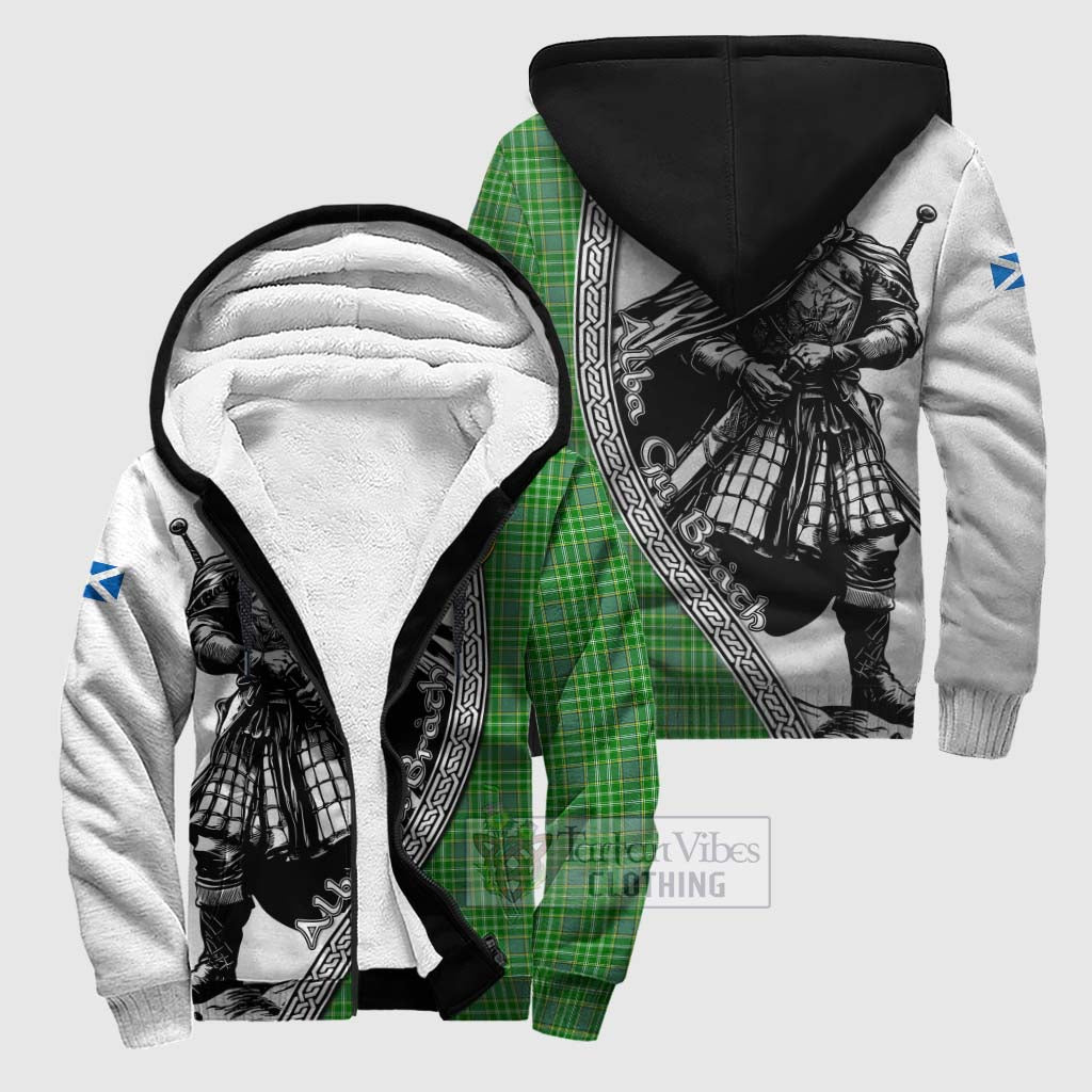 Currie Tartan Clan Crest Sherpa Hoodie with Highlander Warrior Celtic Style Unisex S - Tartan Vibes Clothing