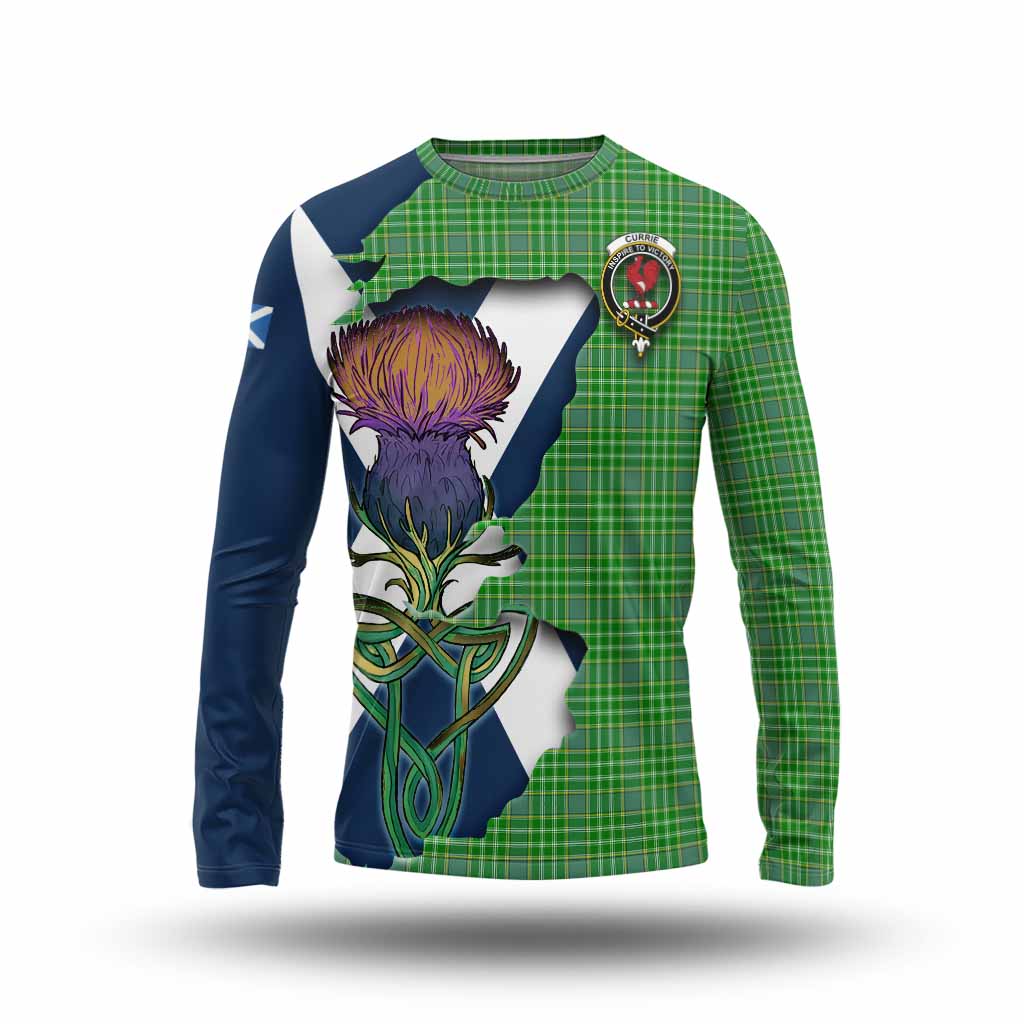 Currie Tartan Family Crest Long Sleeve T-Shirt Scottish Thistle Celtic Inspired Unisex - Tartan Vibes Clothing