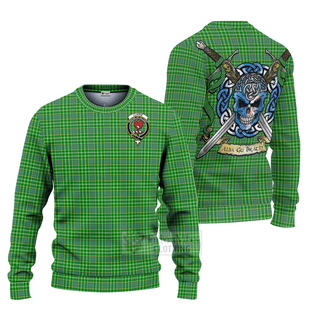 Currie Tartan Ugly Sweater with Family Crest Celtic Skull Style Unisex - Tartan Vibes Clothing