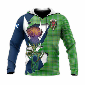 Currie Tartan Family Crest Knitted Hoodie Scottish Thistle Celtic Inspired Unisex Knitted Pullover Hoodie - Tartan Vibes Clothing